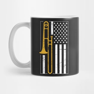 United States Flag & Marching Band Trombone Mug